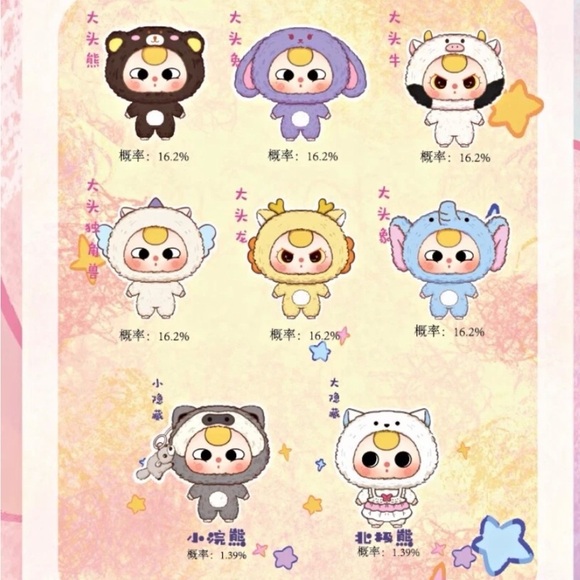 Baby Three Big Head Baby Zipper Bag • Full Case - 6 BLIND BOX - LARGE Plush🐣 - Picture 3 of 12